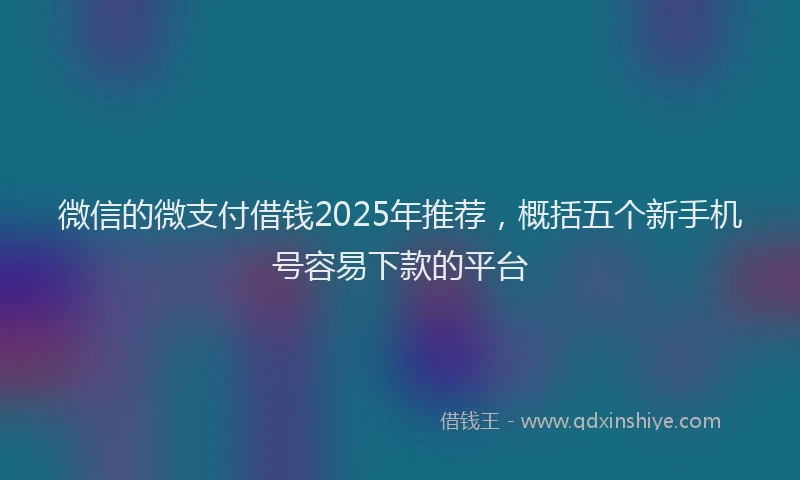 微信的微支付借钱2025年推荐，概括五个新手机号容易下款的平台