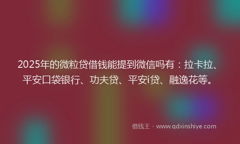 2025年的微粒贷借钱能提到微信吗有：拉卡拉、平安口袋银行、功夫贷、平安i贷、融逸花等。
