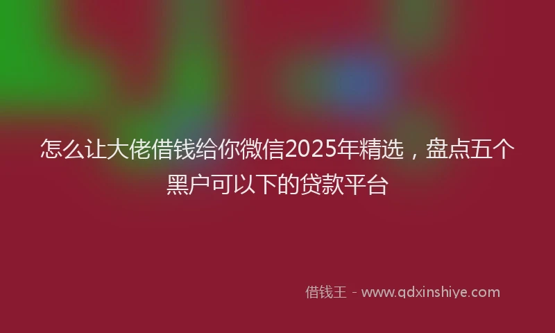 怎么让大佬借钱给你微信2025年精选，盘点五个黑户可以下的贷款平台