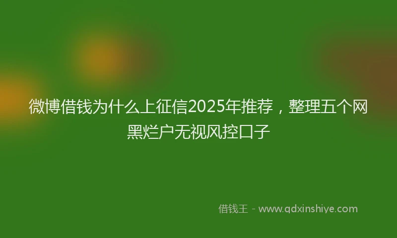 微博借钱为什么上征信2025年推荐，整理五个网黑烂户无视风控口子