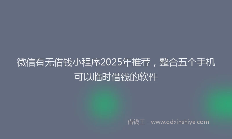 微信有无借钱小程序2025年推荐，整合五个手机可以临时借钱的软件