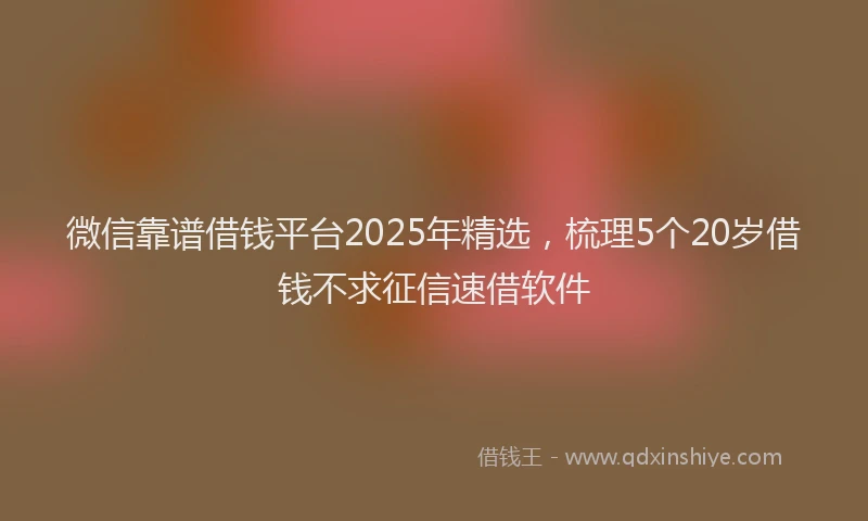 微信靠谱借钱平台2025年精选，梳理5个20岁借钱不求征信速借软件