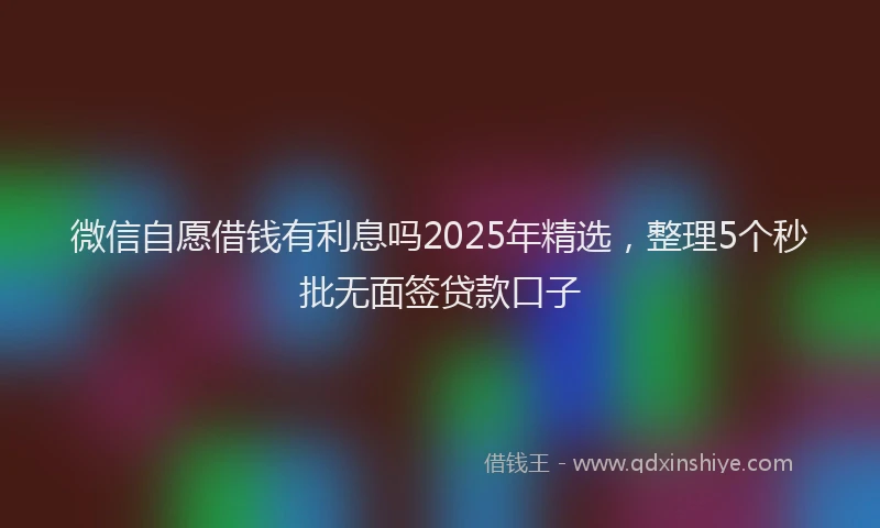 微信自愿借钱有利息吗2025年精选，整理5个秒批无面签贷款口子