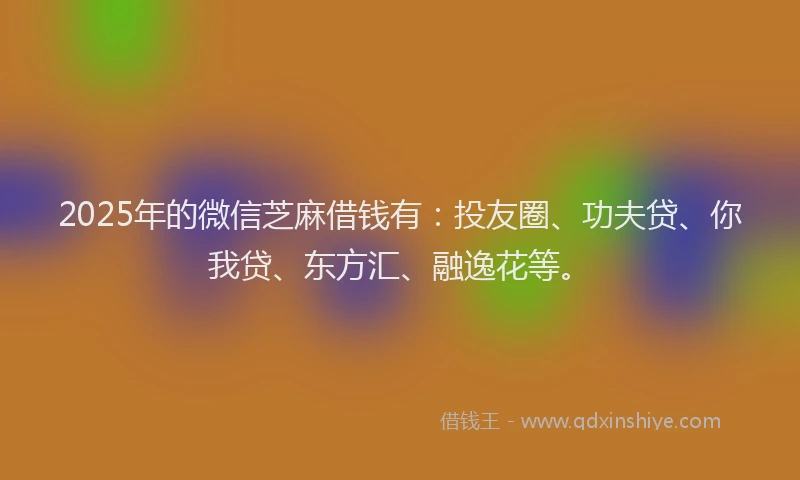 2025年的微信芝麻借钱有：投友圈、功夫贷、你我贷、东方汇、融逸花等。