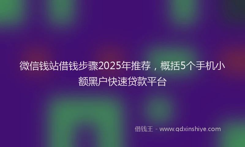 微信钱站借钱步骤2025年推荐，概括5个手机小额黑户快速贷款平台