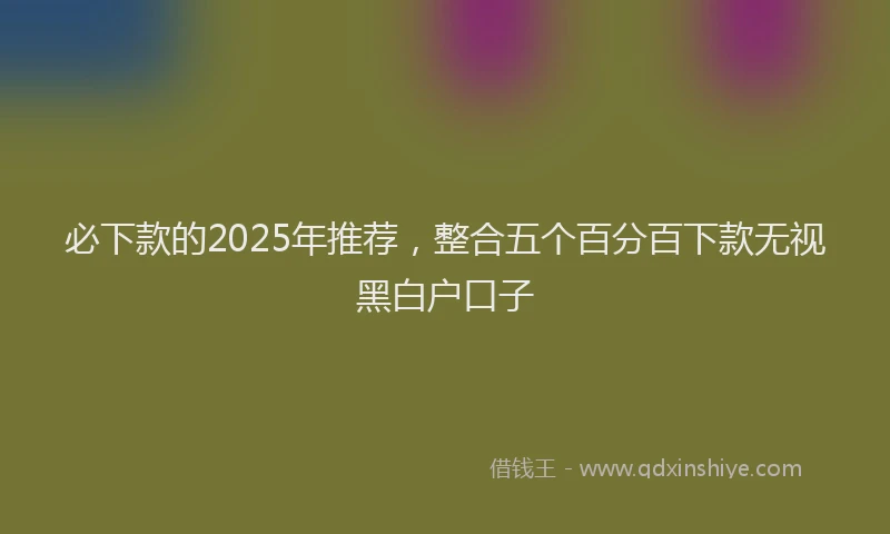必下款的2025年推荐，整合五个百分百下款无视黑白户口子