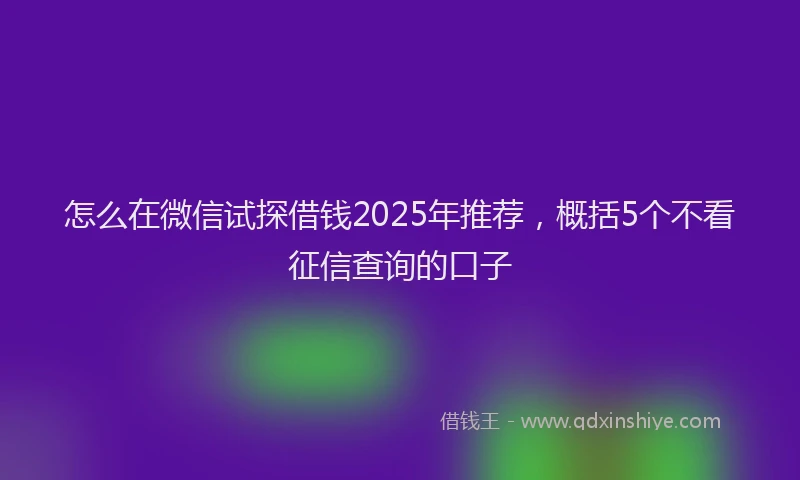 怎么在微信试探借钱2025年推荐，概括5个不看征信查询的口子