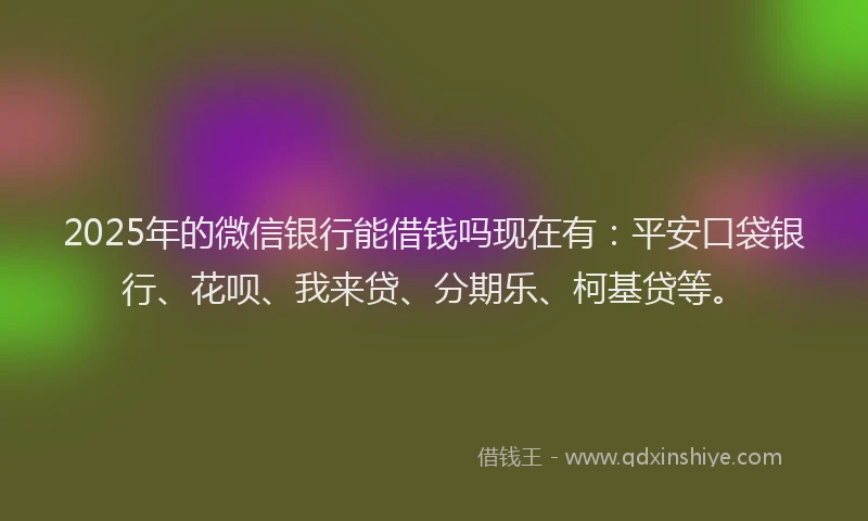 2025年的微信银行能借钱吗现在有：平安口袋银行、花呗、我来贷、分期乐、柯基贷等。