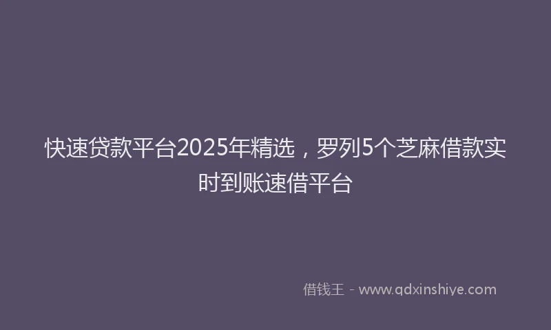 快速贷款平台2025年精选，罗列5个芝麻借款实时到账速借平台