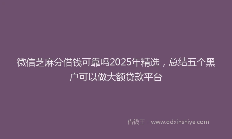 微信芝麻分借钱可靠吗2025年精选，总结五个黑户可以做大额贷款平台