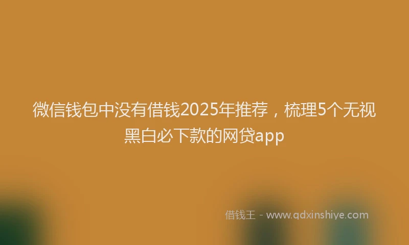 微信钱包中没有借钱2025年推荐，梳理5个无视黑白必下款的网贷app