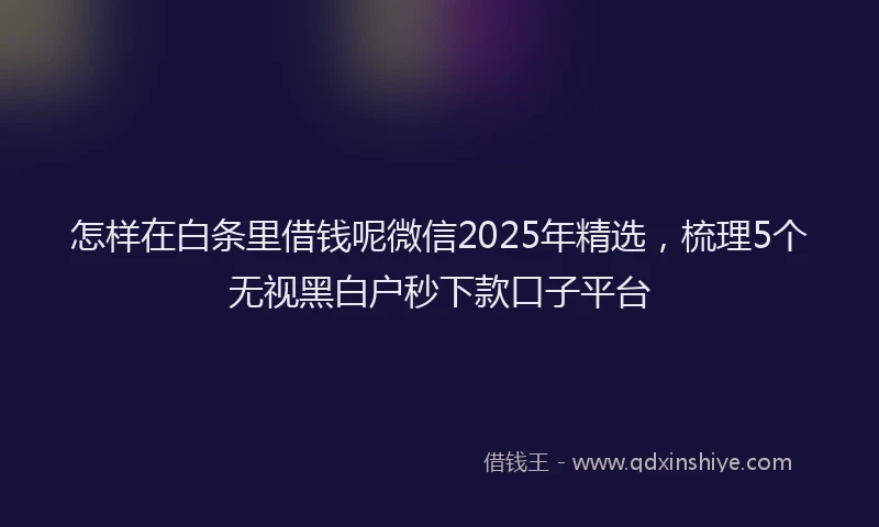 怎样在白条里借钱呢微信2025年精选，梳理5个无视黑白户秒下款口子平台