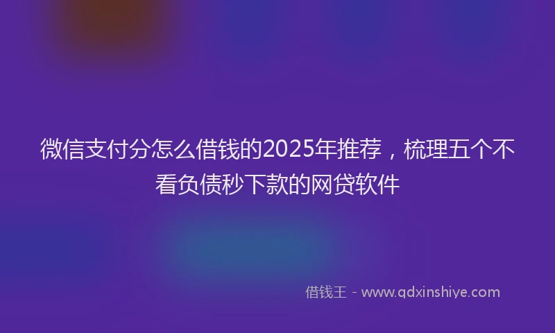 微信支付分怎么借钱的2025年推荐，梳理五个不看负债秒下款的网贷软件