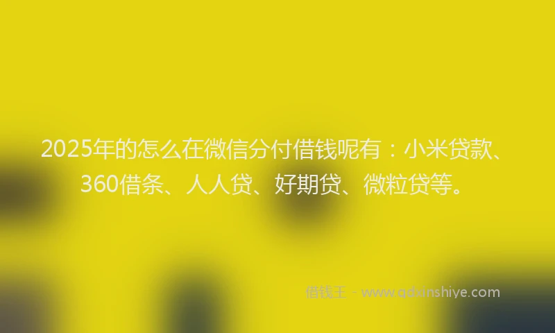 2025年的怎么在微信分付借钱呢有：小米贷款、360借条、人人贷、好期贷、微粒贷等。