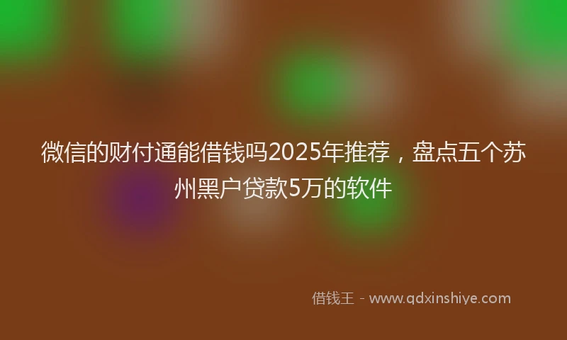 微信的财付通能借钱吗2025年推荐，盘点五个苏州黑户贷款5万的软件