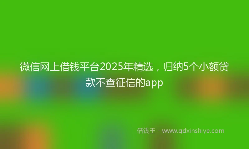 微信网上借钱平台2025年精选，归纳5个小额贷款不查征信的app