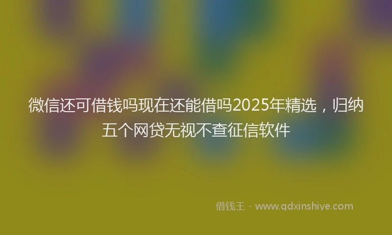 微信还可借钱吗现在还能借吗2025年精选，归纳五个网贷无视不查征信软件