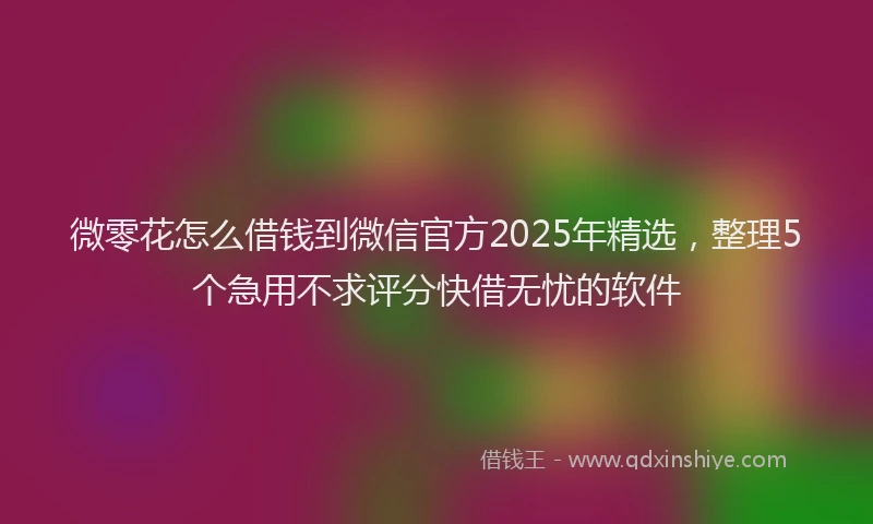 微零花怎么借钱到微信官方2025年精选，整理5个急用不求评分快借无忧的软件