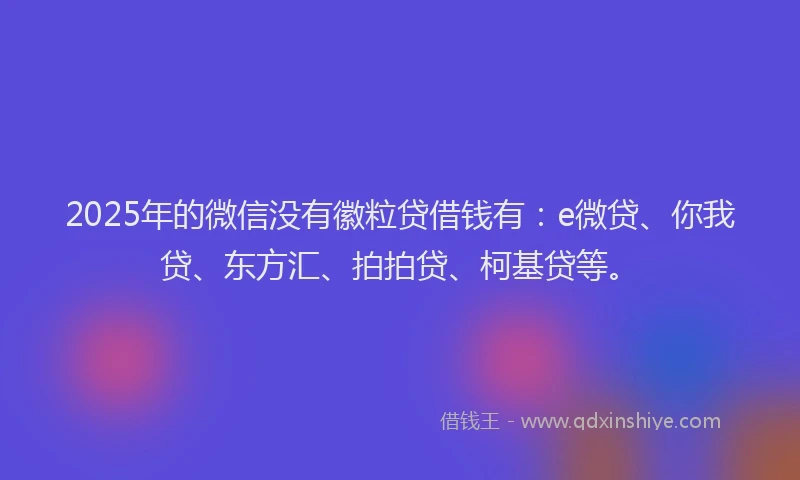 2025年的微信没有徽粒贷借钱有：e微贷、你我贷、东方汇、拍拍贷、柯基贷等。