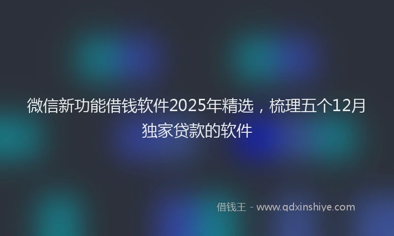 微信新功能借钱软件2025年精选，梳理五个12月独家贷款的软件