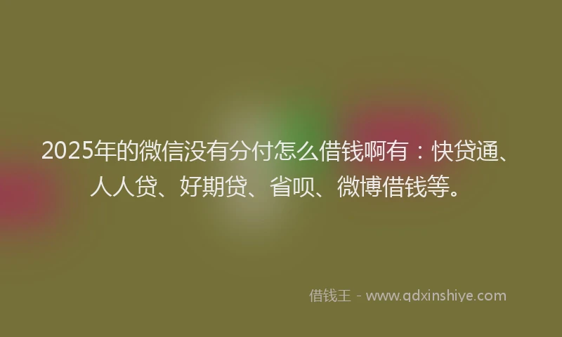 2025年的微信没有分付怎么借钱啊有：快贷通、人人贷、好期贷、省呗、微博借钱等。