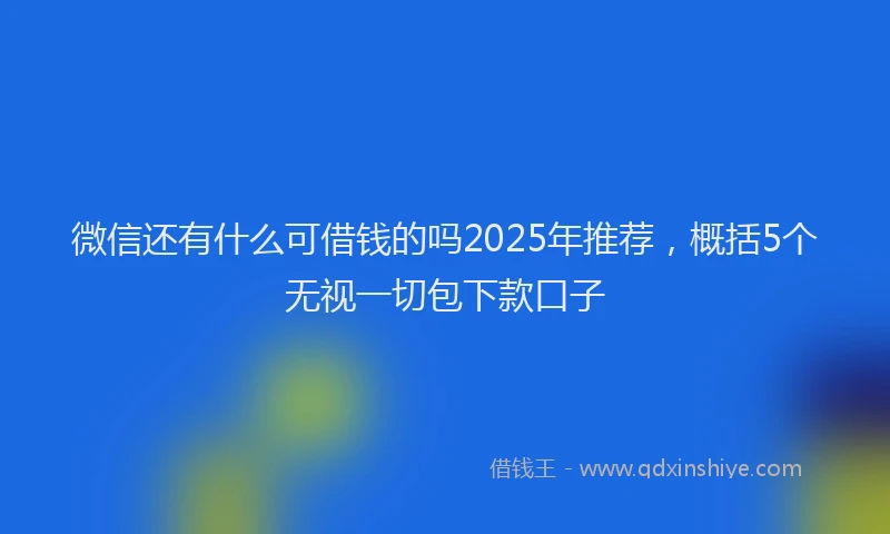 微信还有什么可借钱的吗2025年推荐，概括5个无视一切包下款口子
