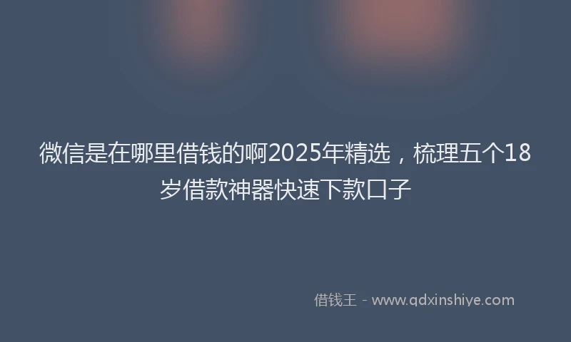 微信是在哪里借钱的啊2025年精选，梳理五个18岁借款神器快速下款口子