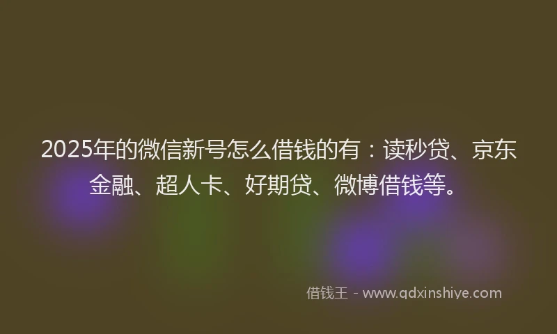 2025年的微信新号怎么借钱的有：读秒贷、京东金融、超人卡、好期贷、微博借钱等。