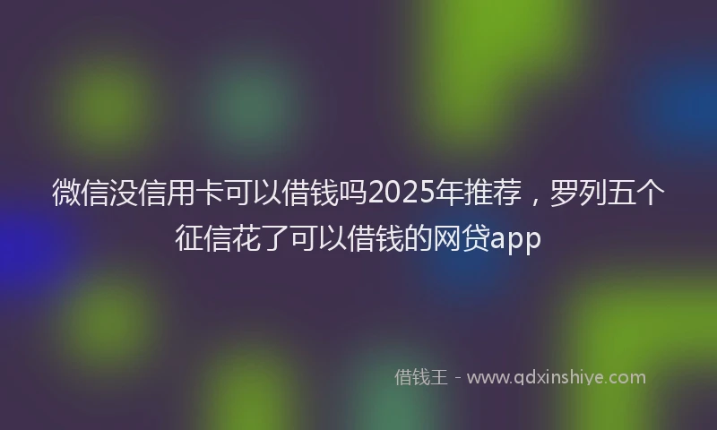 微信没信用卡可以借钱吗2025年推荐，罗列五个征信花了可以借钱的网贷app