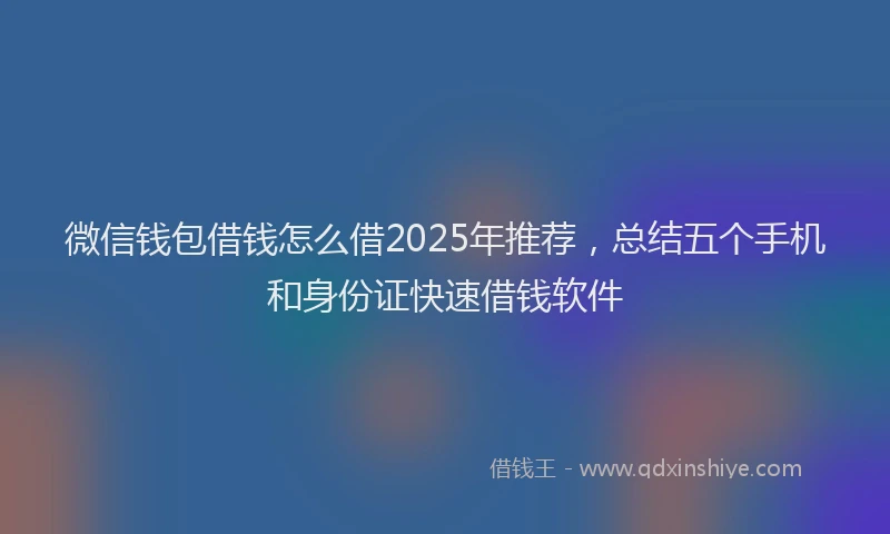 微信钱包借钱怎么借2025年推荐，总结五个手机和身份证快速借钱软件