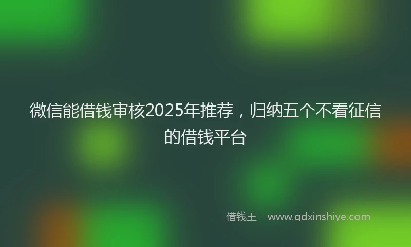 微信能借钱审核2025年推荐，归纳五个不看征信的借钱平台