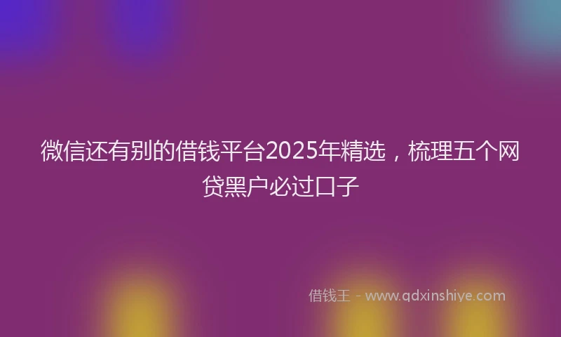 微信还有别的借钱平台2025年精选，梳理五个网贷黑户必过口子