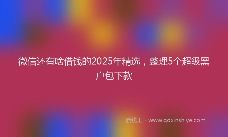 微信还有啥借钱的2025年精选，整理5个超级黑户包下款