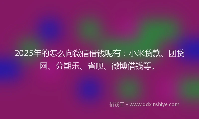 2025年的怎么向微信借钱呢有：小米贷款、团贷网、分期乐、省呗、微博借钱等。