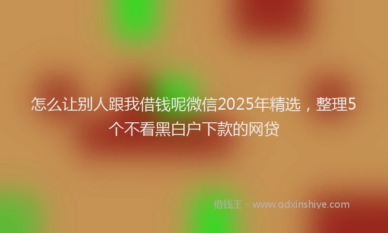 怎么让别人跟我借钱呢微信2025年精选，整理5个不看黑白户下款的网贷