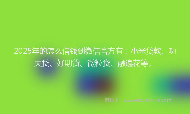 2025年的怎么借钱到微信官方有：小米贷款、功夫贷、好期贷、微粒贷、融逸花等。