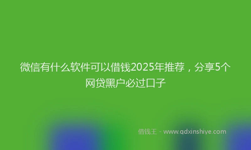 微信有什么软件可以借钱2025年推荐，分享5个网贷黑户必过口子