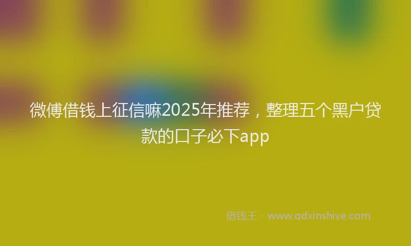 微傅借钱上征信嘛2025年推荐，整理五个黑户贷款的口子必下app