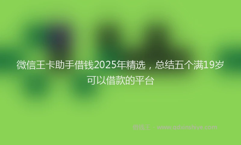 微信王卡助手借钱2025年精选，总结五个满19岁可以借款的平台