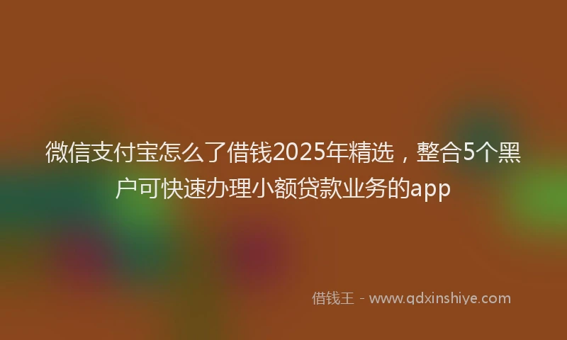 微信支付宝怎么了借钱2025年精选，整合5个黑户可快速办理小额贷款业务的app