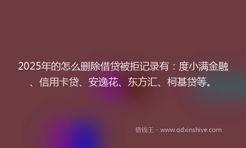 2025年的怎么删除借贷被拒记录有：度小满金融、信用卡贷、安逸花、东方汇、柯基贷等。