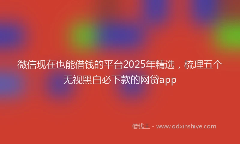微信现在也能借钱的平台2025年精选，梳理五个无视黑白必下款的网贷app
