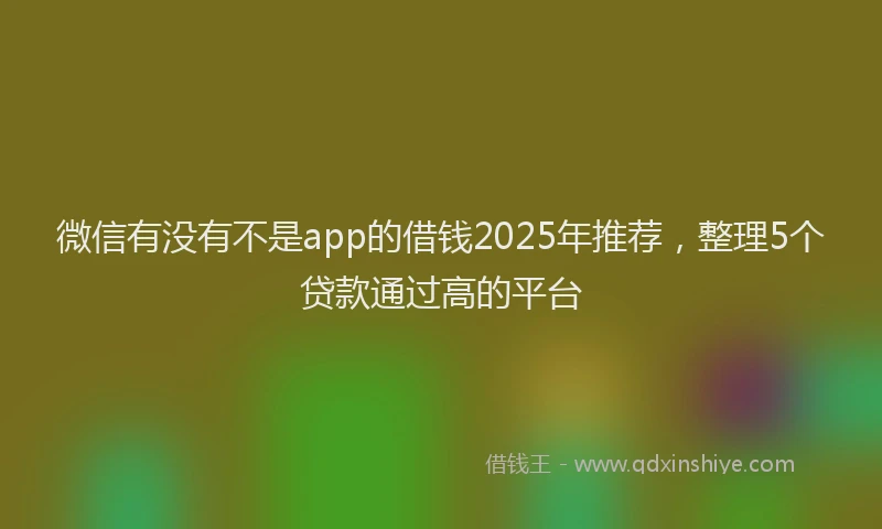 微信有没有不是app的借钱2025年推荐，整理5个贷款通过高的平台