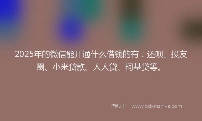 2025年的微信能开通什么借钱的有：还呗、投友圈、小米贷款、人人贷、柯基贷等。