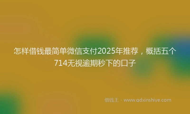 怎样借钱最简单微信支付2025年推荐，概括五个714无视逾期秒下的口子