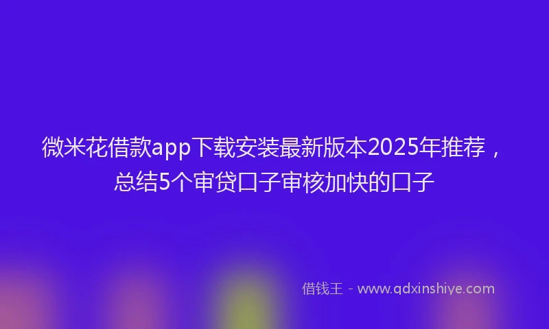 微米花借款app下载安装最新版本2025年推荐，总结5个审贷口子审核加快的口子