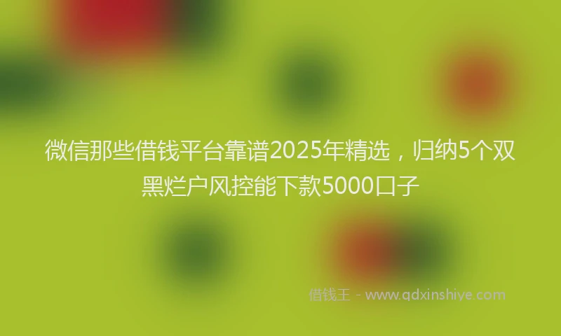 微信那些借钱平台靠谱2025年精选，归纳5个双黑烂户风控能下款5000口子