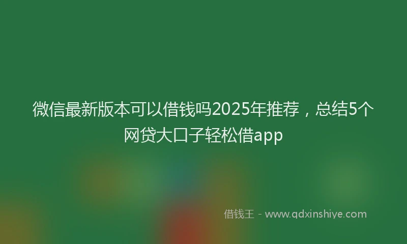 微信最新版本可以借钱吗2025年推荐，总结5个网贷大口子轻松借app