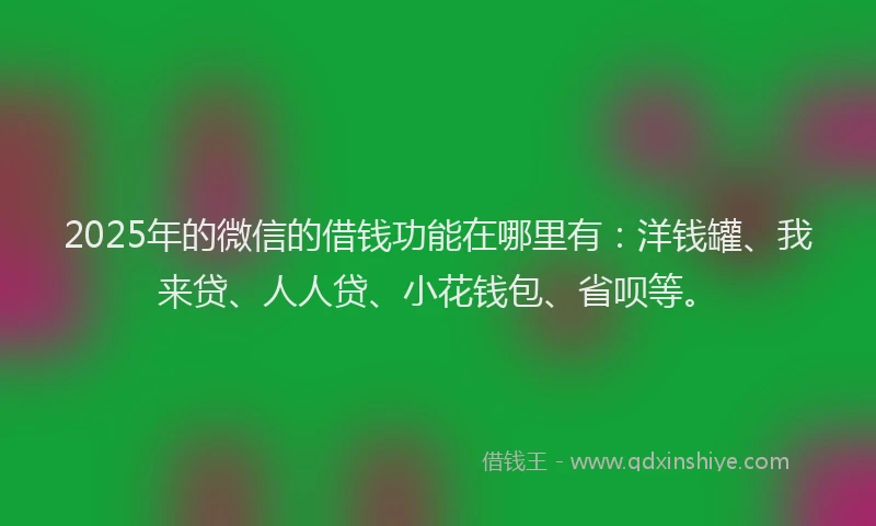 2025年的微信的借钱功能在哪里有：洋钱罐、我来贷、人人贷、小花钱包、省呗等。