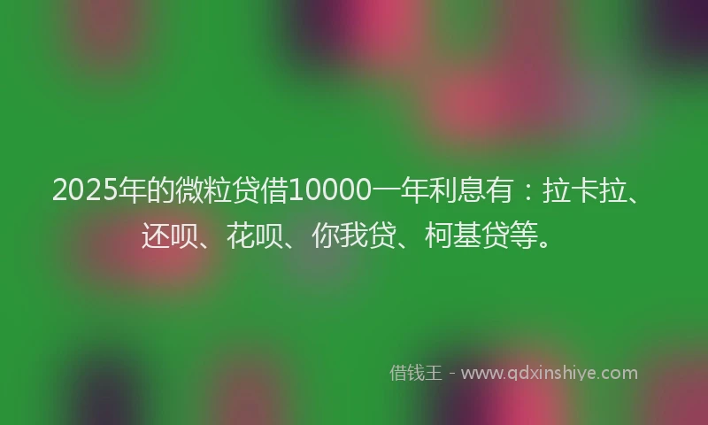 2025年的微粒贷借10000一年利息有：拉卡拉、还呗、花呗、你我贷、柯基贷等。